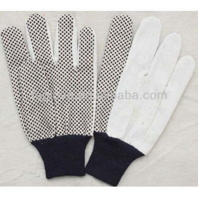 Cotton canvas gloves with pvc dotted palm