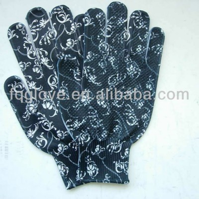 13guage garden gloves with PVC dots on palm