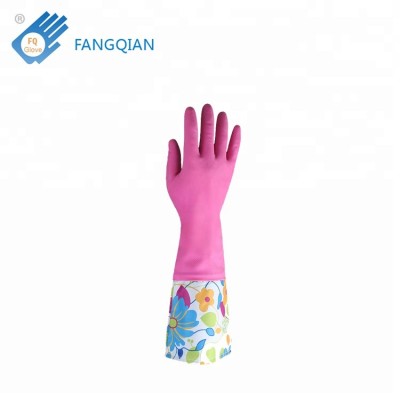 Long Flock lined Material and Cleaning Usage Flocked Latex Gloves