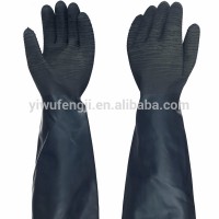 12" industrial black rubber gloves/safety working gloves/working hand glove